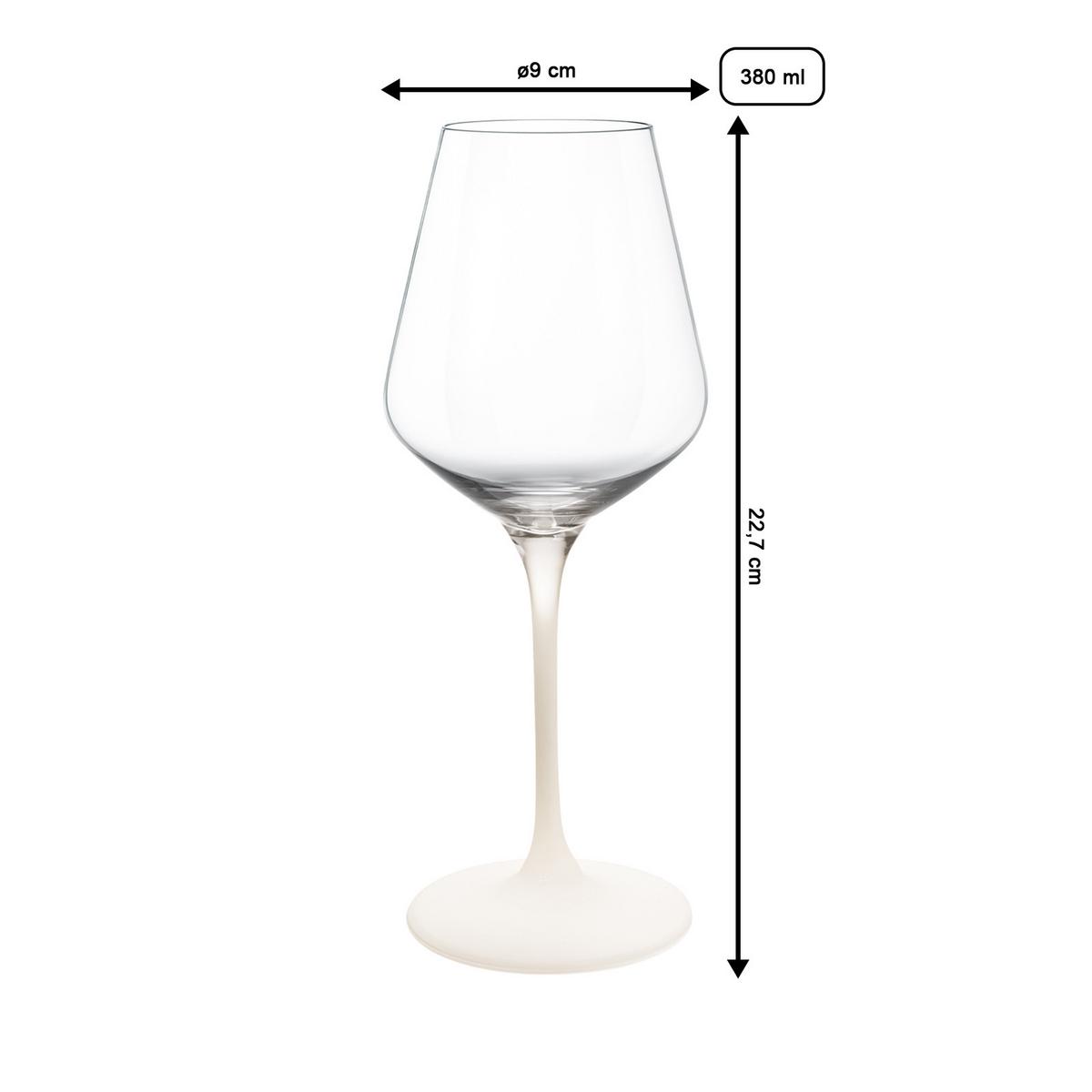 WEISSWEINGLÄSER Manufacture Rock weiß-transparent 380 ml 4er Set - Transparent/Weiß, Glas (0.38L) - Villeroy & Boch