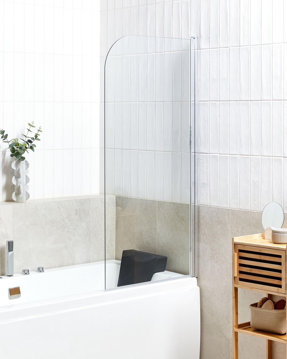 BADEWANNENAUFSATZ 140/70 cm Silber Lapan - Transparent, Glas (70/140cm) - Beliani