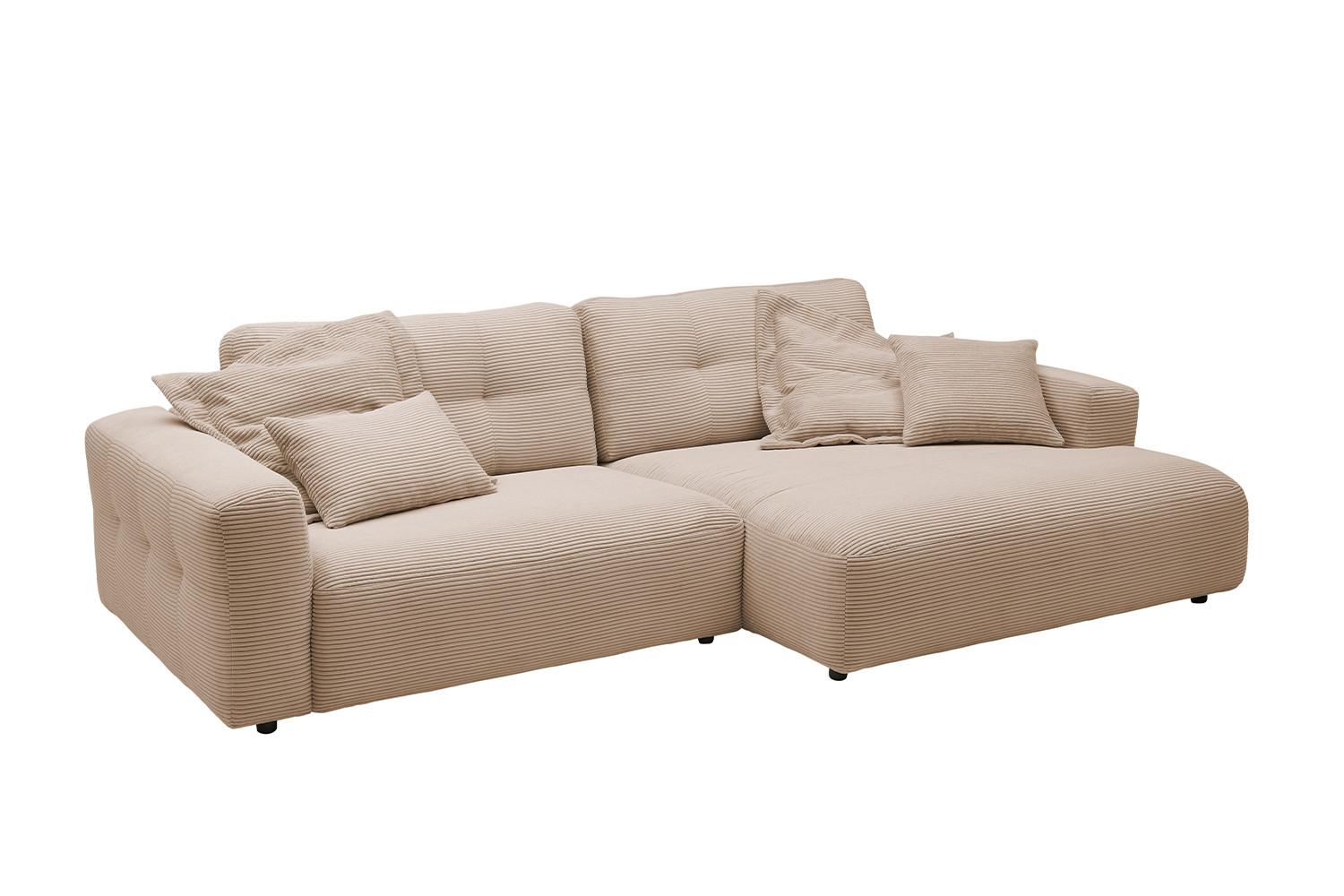 ECKSOFA MIKA Taupe Cord - Taupe/Schwarz, Kunststoff/Textil (276/167cm) - KAWOLA