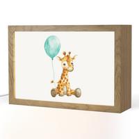 NACHTTISCHLAMPE Giraffe - Baby - Tiere - Blauer Ballon 30x20 cm - Weiß, Holzwerkstoff (8/30/20cm) - OnlyWow
