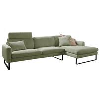 ECKSOFA RICARDA Dunkelgrün Cord - Dunkelgrün/Schwarz, Textil/Metall (298/154cm) - KAWOLA