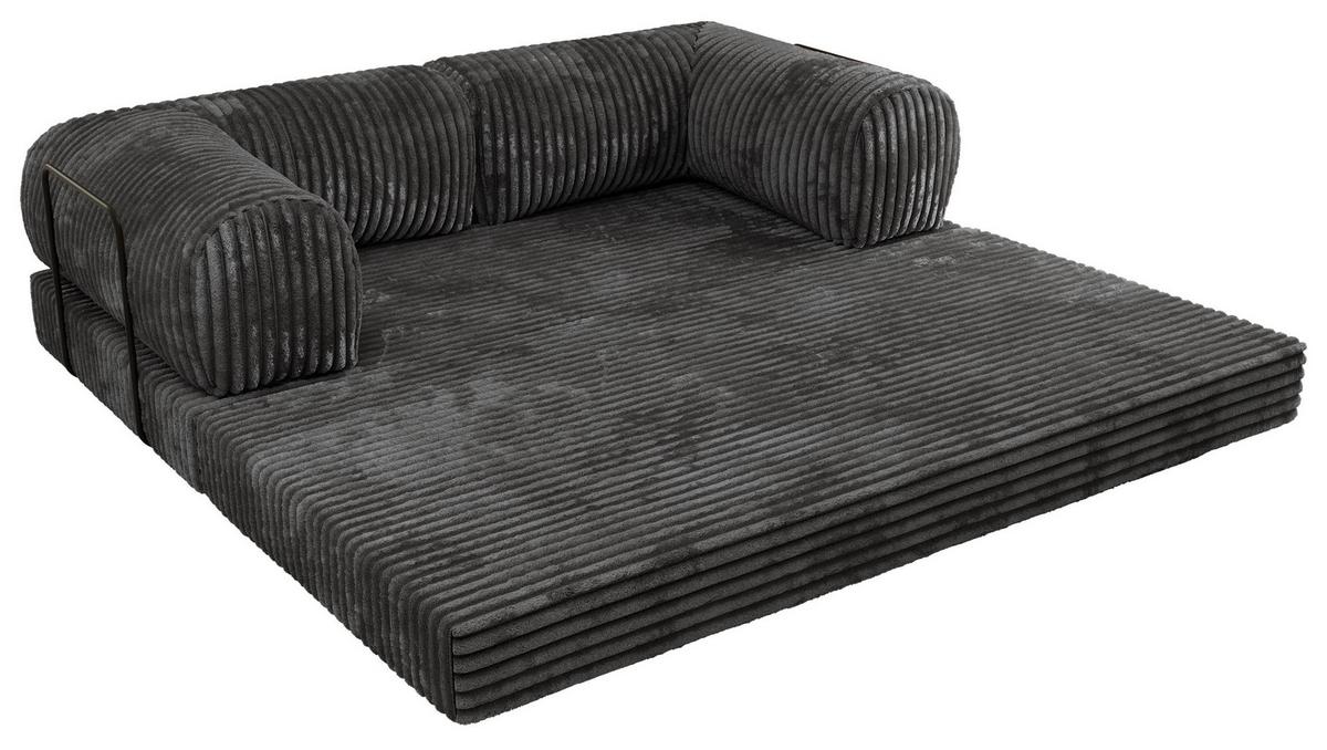 3-SITZER SOFA ORSETTO - Grau Cord - Schwarz/Grau, Textil/Metall (200/70/100cm) - MKS