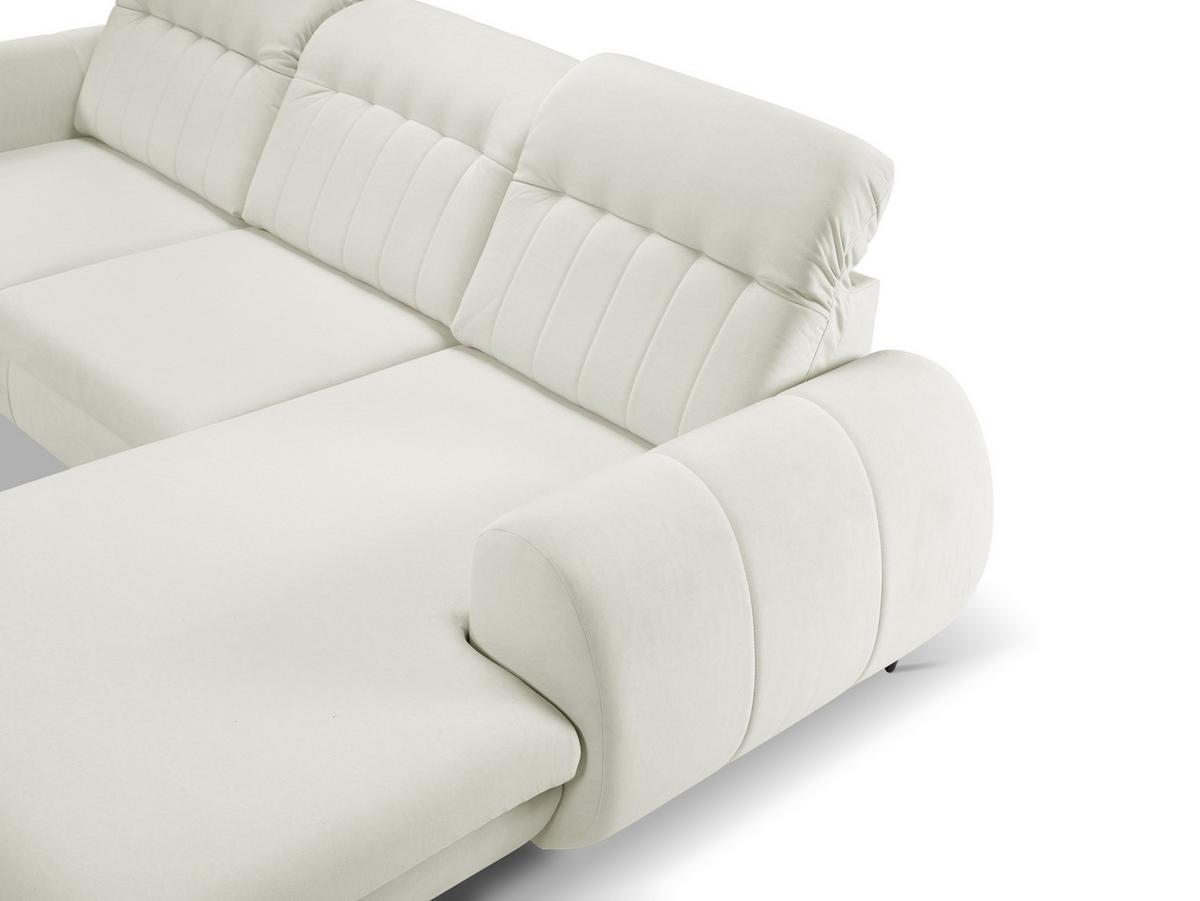 ECKSOFA PURO R-S Beige Plüsch-Stoff mit Schlaffunktion - Beige, Holz (275/166cm) - MASSENO