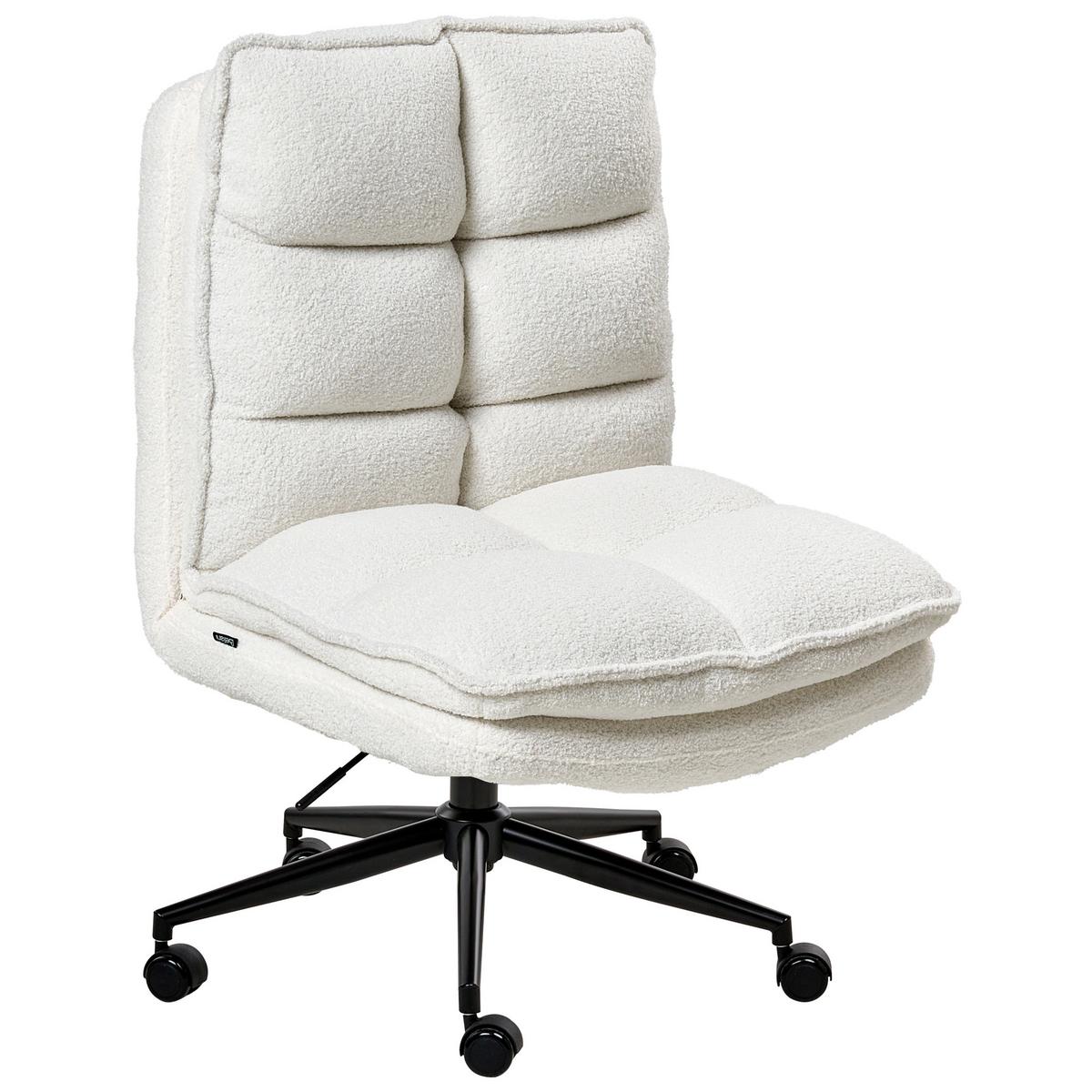 BÜROSTUHL Bouclé Weiß Addison - Weiß, Textil (56/98/64cm) - Beliani