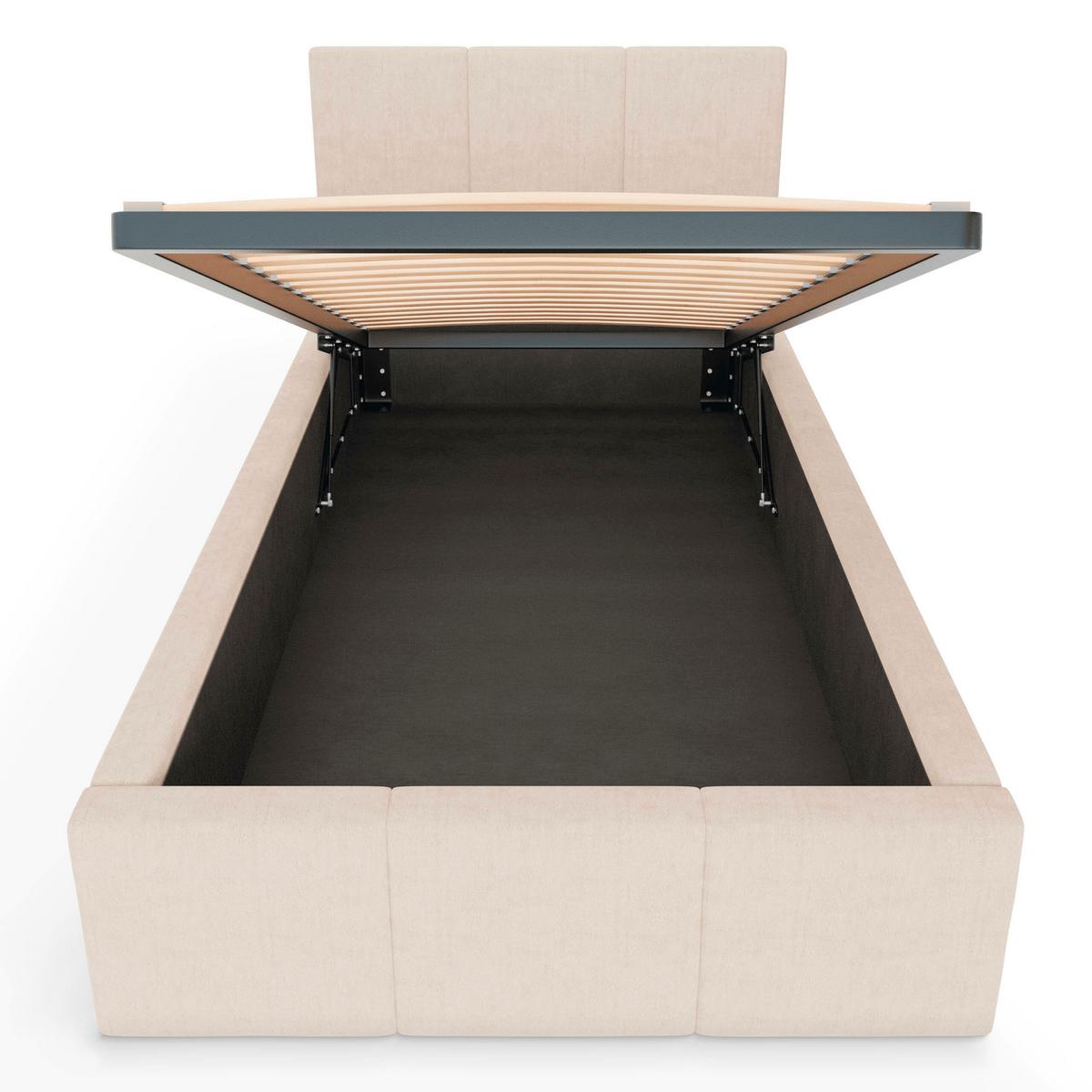 POLSTERBETT für Schlafzimmer Bett mit Stauraum Creme 90x200 - Weiß, Holzwerkstoff/Metall (90/200cm) - Muralo