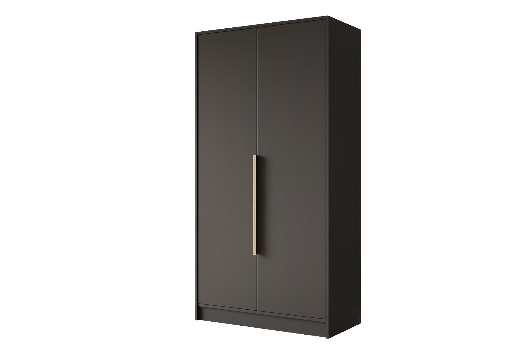 KLEIDERSCHRANK - PORTO - 102 - Schwarz - Goldfarben/Schwarz, Holzwerkstoff (102/200/51cm) - ALTDECOR