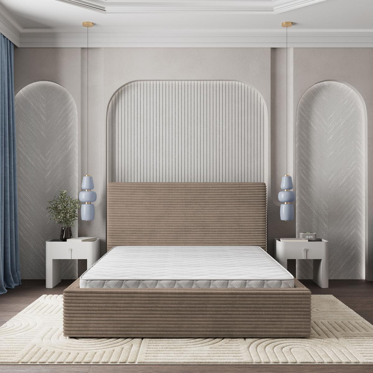 POLSTERBETT MIRETTI 200x200 cm mit Bettkästen - Beige - Beige, Holz/Textil - MASSENO