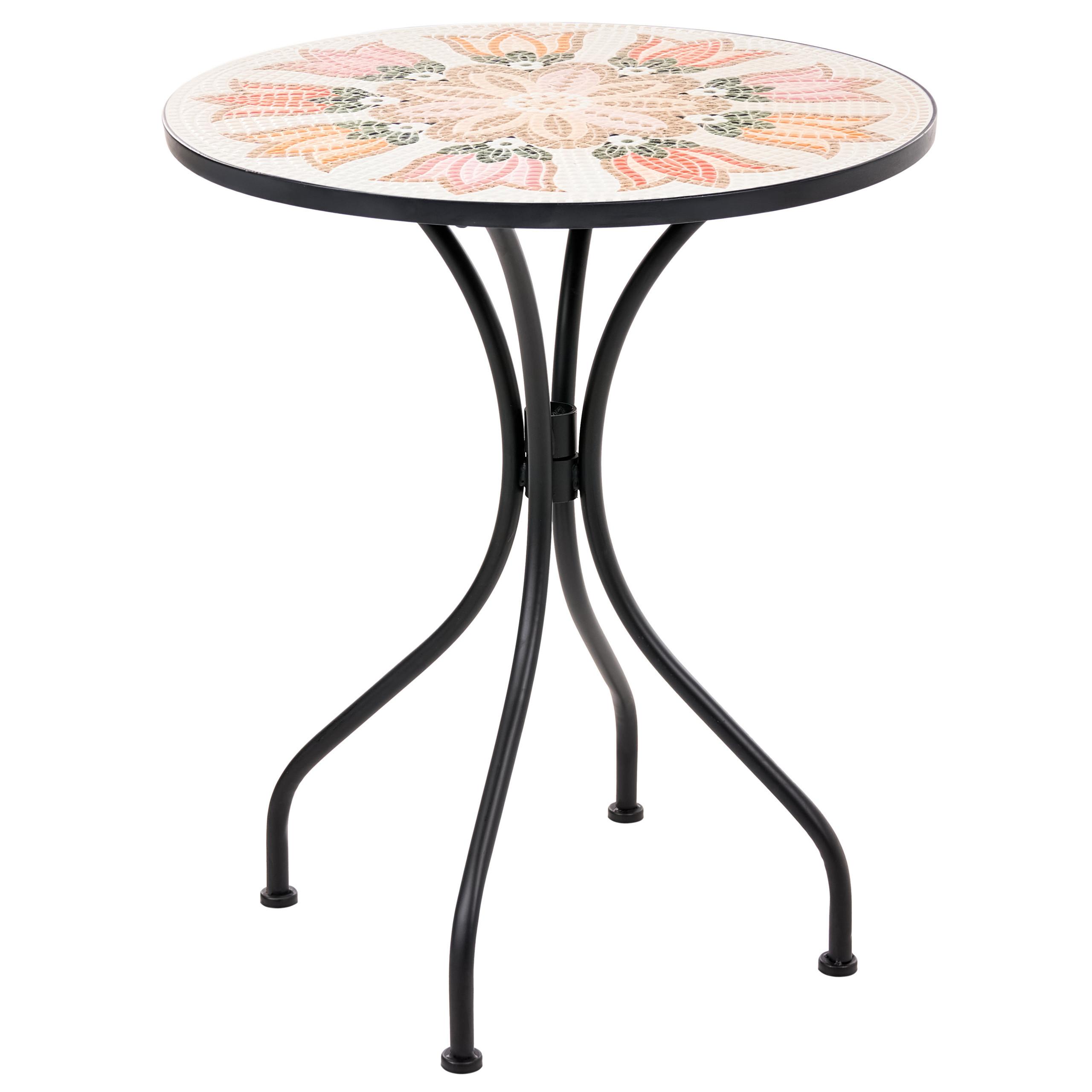 BISTROTISCH 60/60 cm Metall Bunt Settala - Beige/Multicolor, Metall (60/60/71cm) - Beliani