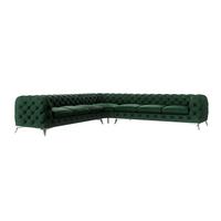 ECKSOFA Chesterfield Laura Flasche Grün Samt - Smaragdgrün/Silberfarben, Holz/Textil (323/323cm) - S-Style
