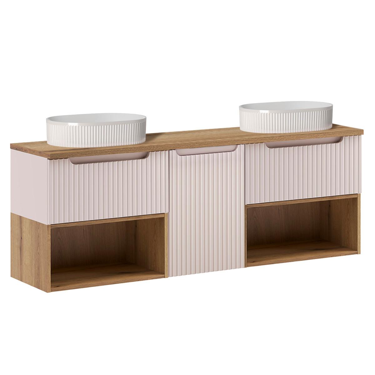 DOPPELWASCHTISCH 160.4cm Riva Kaschmir - Beige, Holzwerkstoff (160.4/60/40cm) - Petits-meubles