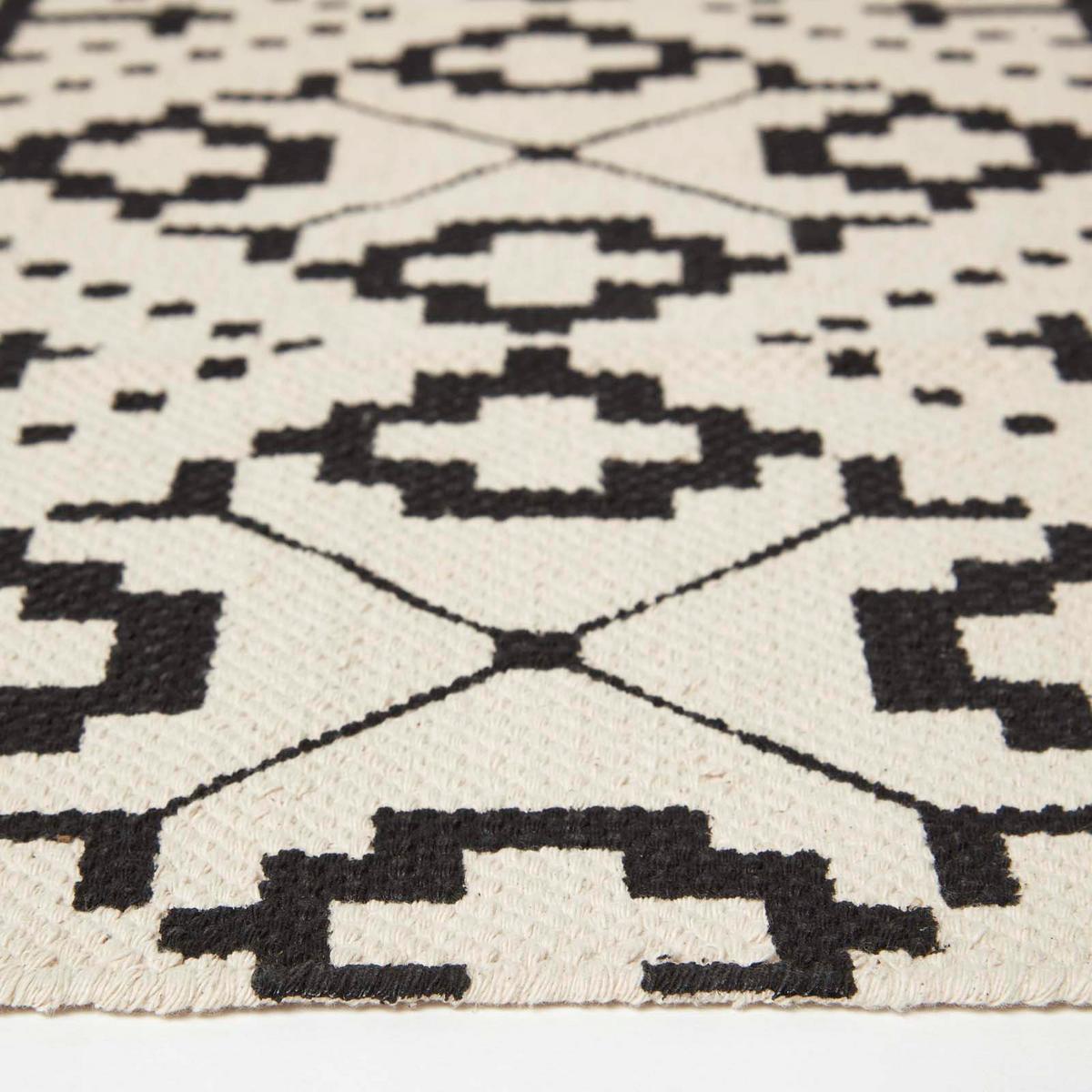 TEPPICHLÄUFER Reva Baumwolle gemustert 66/200 cm - Schwarz, Textil (66/200cm) - Homescapes