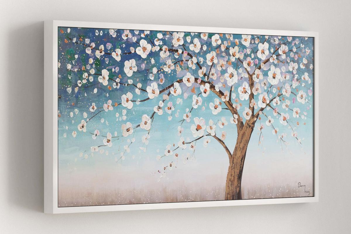 ACRYLBILD HANDGEMALT 120/60 cm - Blau/Weiß, Holz/Textil (120/60cm) - KUNSTLOFT