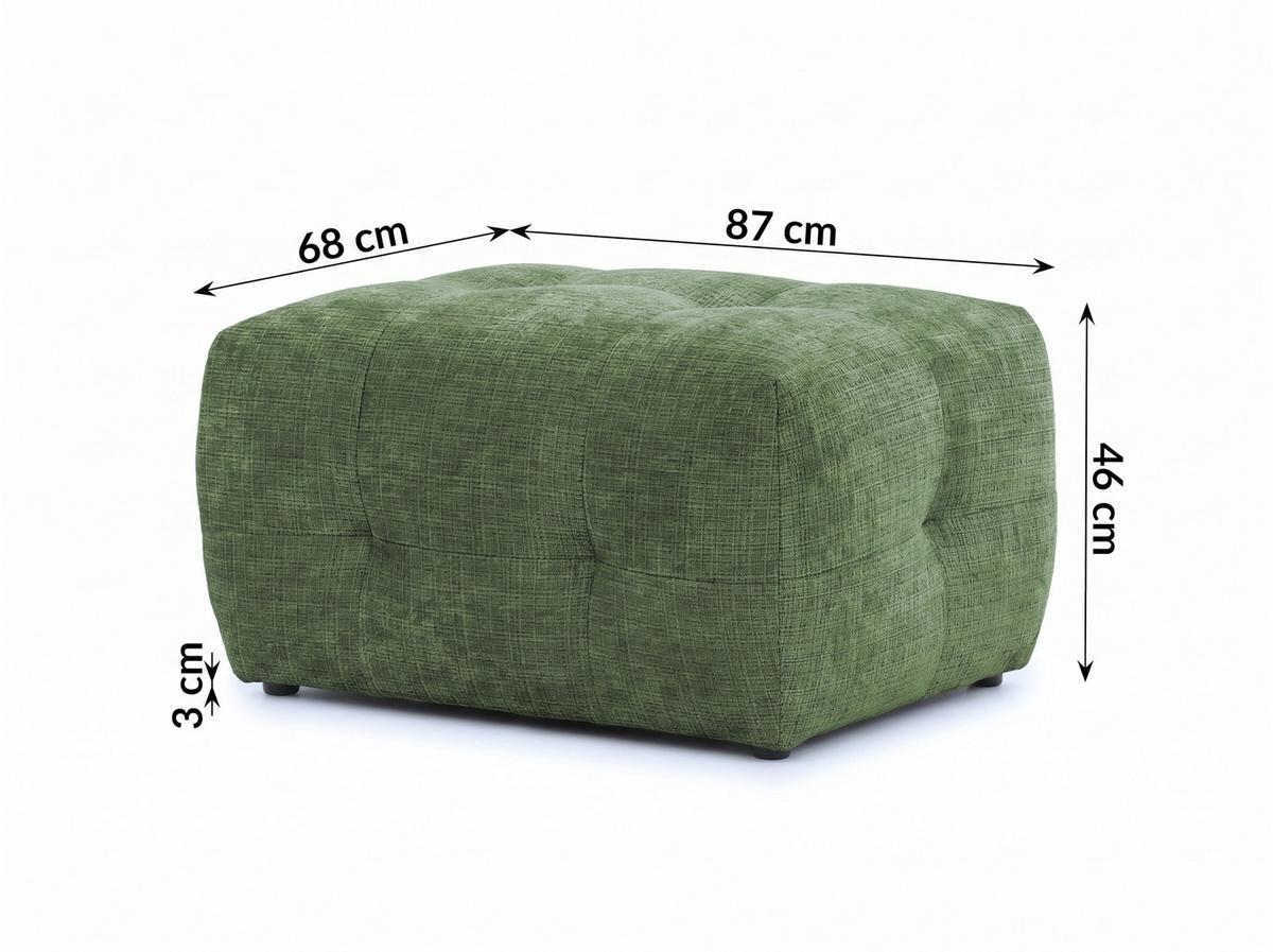 POLSTERHOCKER mit raffinierten Steppungen, zu passendem Sofa, Wellenunterfederung, Chenille-Bezug Grün / 21055 - Schwarz/Grün, Kunststoff/Textil (87/46/68cm) - luma-home