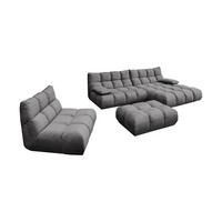 SITZGRUPPE VIVIEN 3ER SET Steingrau Velvet (1er-Set) - Grau, Kunststoff/Textil (510/85/359cm) - KAWOLA
