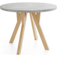 ESSTISCH Avero runder ausziehbarer, Beton grau 100-140/100/77 cm - Hellbraun/Hellgrau, Holz/Holzwerkstoff (100/140/77cm) - WFL GROUP