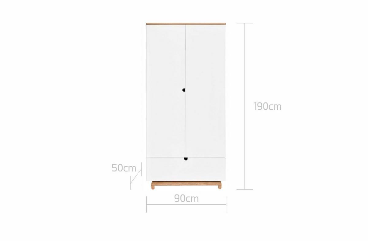 KINDERKLEIDERSCHRANK Nomi, 2-türig – ideal für das Kinderzimmer Weiß - Weiß, Holzwerkstoff (90/190/50cm) - RAUMHIRSCH FURNITURE