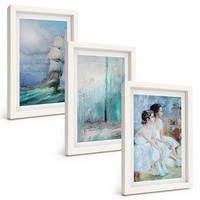 BILDER SET 3er Set - 20x30 cm Weißer Rahmen - Abstrakte Tänzerin auf dem Schiffsmeer - Weiß, Kunststoff (20/30cm) - TULUP