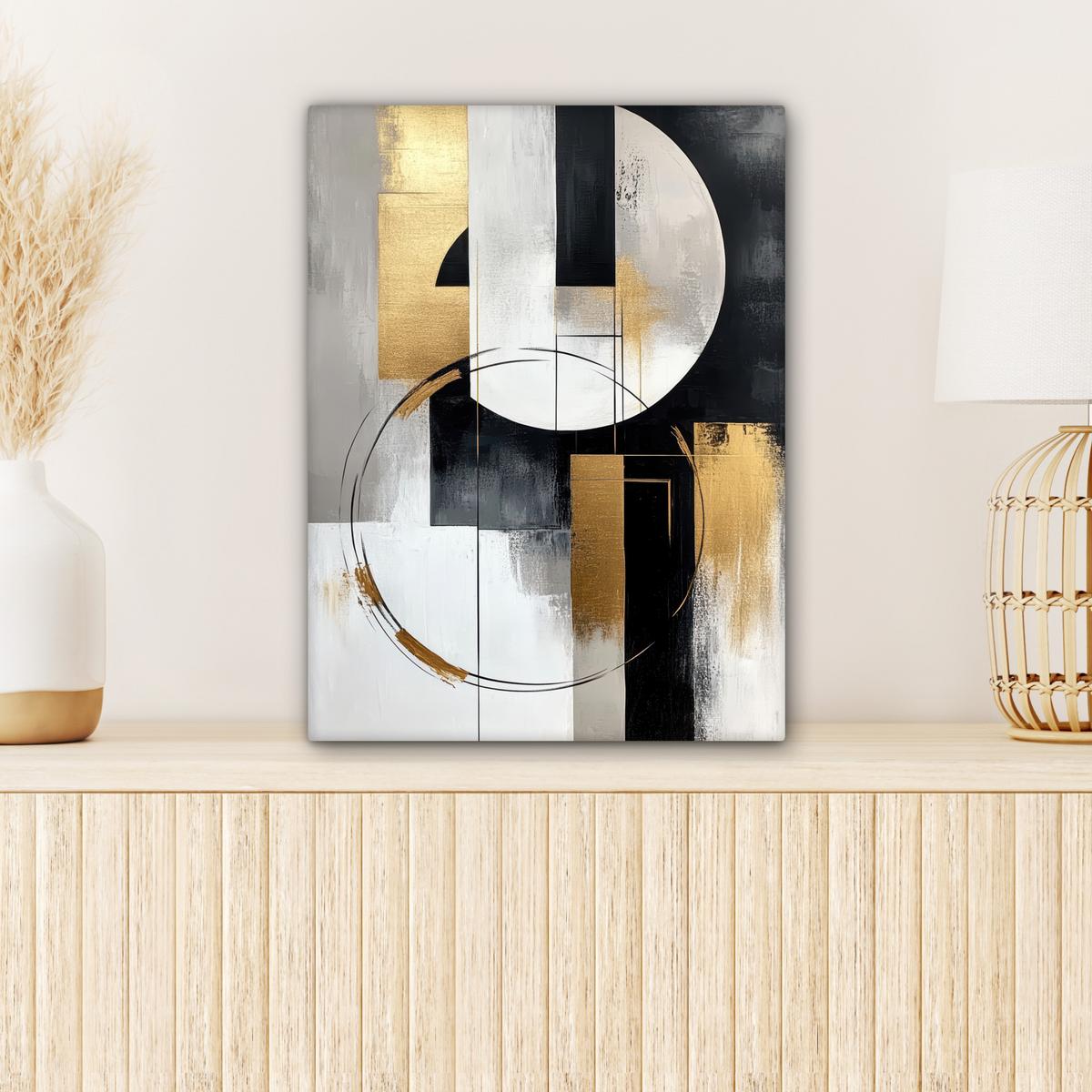 LEINWANDBILD Abstrakt - Gold - Silber - Formen - Ästhetik Room Decor 30x40 cm - Multicolor, Textil (30/40cm) - MuchoWow