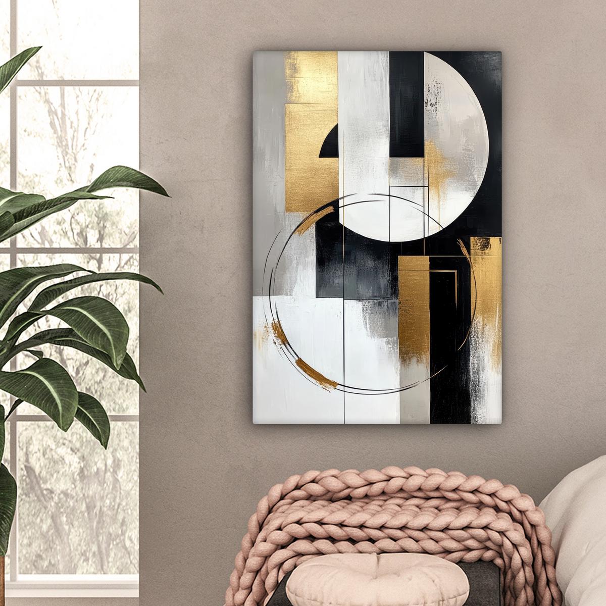 LEINWANDBILD Abstrakt - Gold - Silber - Formen - Ästhetik Wanddeko 40x60 cm - Multicolor, Textil (40/60cm) - MuchoWow