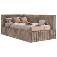 POLSTERBETT TILVO 90/200 - Braun Cord - Multitaschenfederkernmatratze - Links - Braun, Textil (90/200cm) - MKS