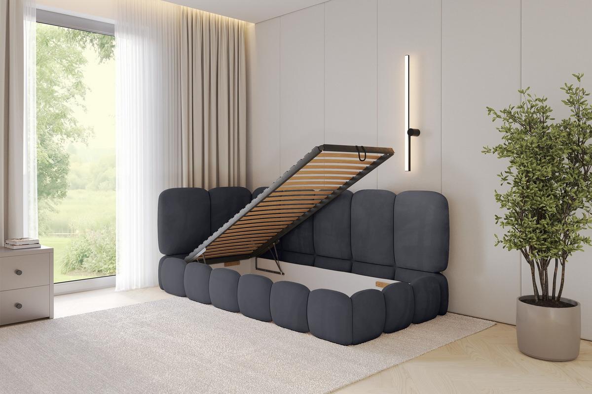 EINZELLBETT Jugendbett mit Bettkasten, Rechts - AVRY 100x200 Dunkelgrau - Titanfarben/Graphitfarben, Holzwerkstoff/Textil (100/200cm) - ALTDECOR