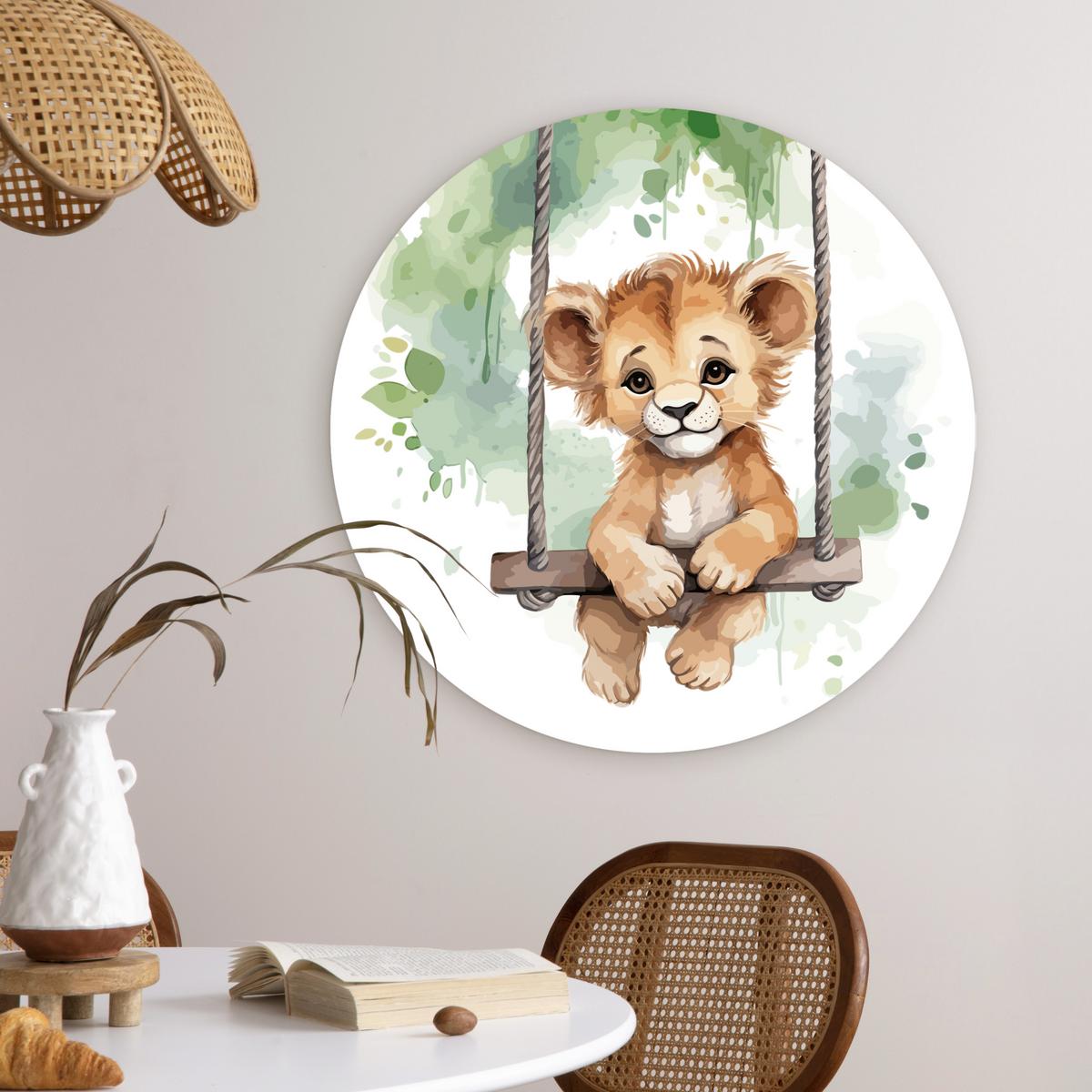 WANDBILD Löwe - Tier - Kinder - Dschungel Wanddeko Schlafzimmer 60x60 cm - Hellbraun, Kunststoff (60/60cm) - MuchoWow