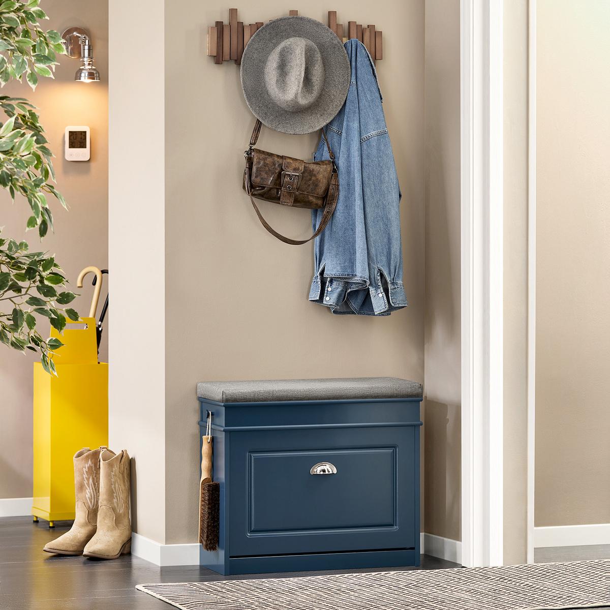 SCHUHBANK 60cm Blau - Blau, Holzwerkstoff (60/52/24cm) - SoBuy