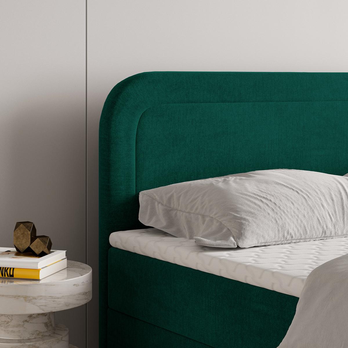 BOXBETT ARMEL 160x200 cm mit Matratze und Topper - Grün - Grün, Holz (160/200cm) - MASSENO