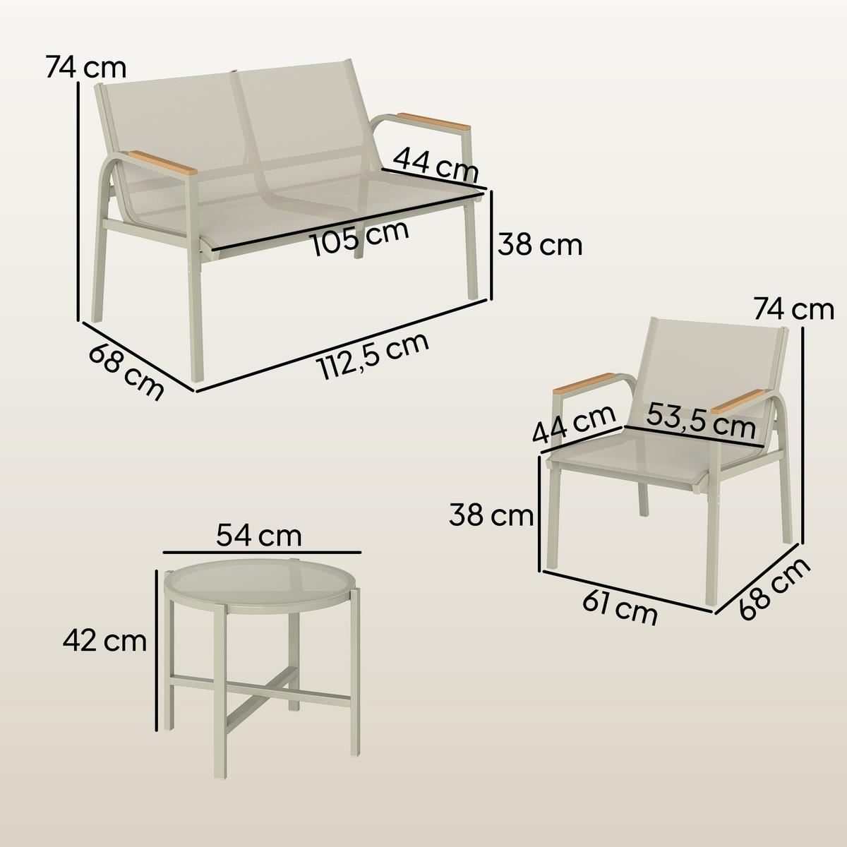 TERRASSENMÖBEL-SET 4-teilig Metall Texteline Grün - Grün, Textil/Metall - Outsunny