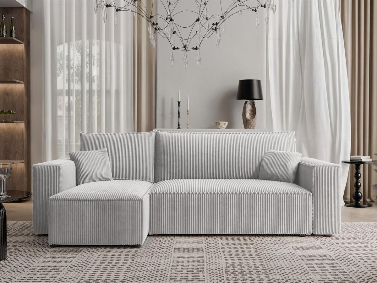 ECKSOFA Adara Mit Schlaffunktion - Hellgrau, Holzwerkstoff/Textil (244/145cm) - Fun Möbel
