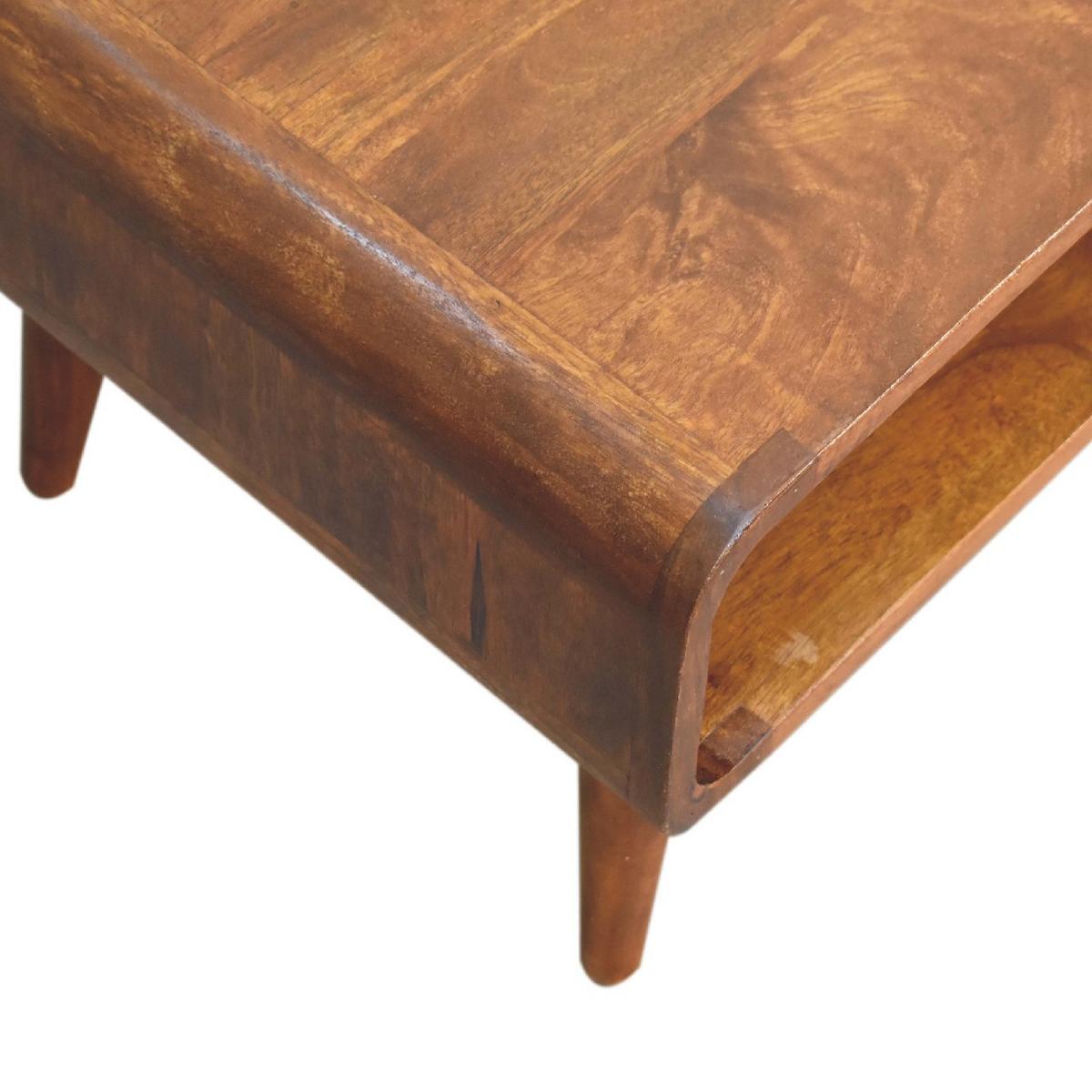 TV-EINHEIT, Massives Holz Offen Kastanienbraun, Offenes Fach, Dunkelbraun - Dunkelbraun/Messingfarben, Mangoholz/Holz (45/65/35cm) - Artisan Furniture