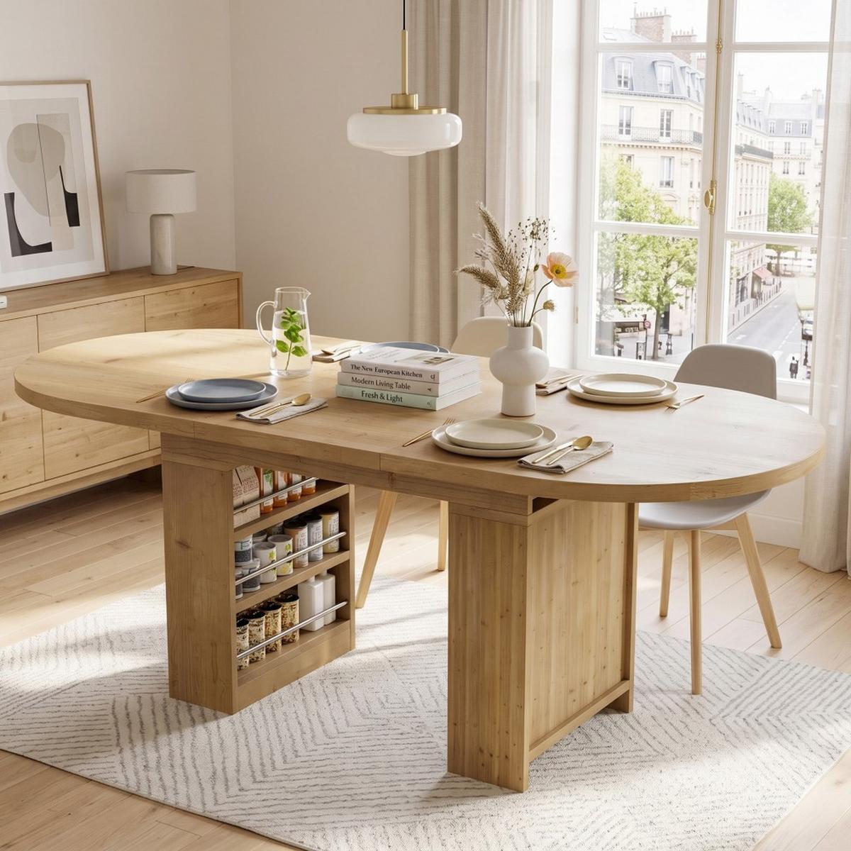 ESSTISCH Ausziehbar 150-200cm Eichenfarbe Skandinavisch mit Stauraum - Eichefarben, Holzwerkstoff (90/200/76cm) - Urban Meuble