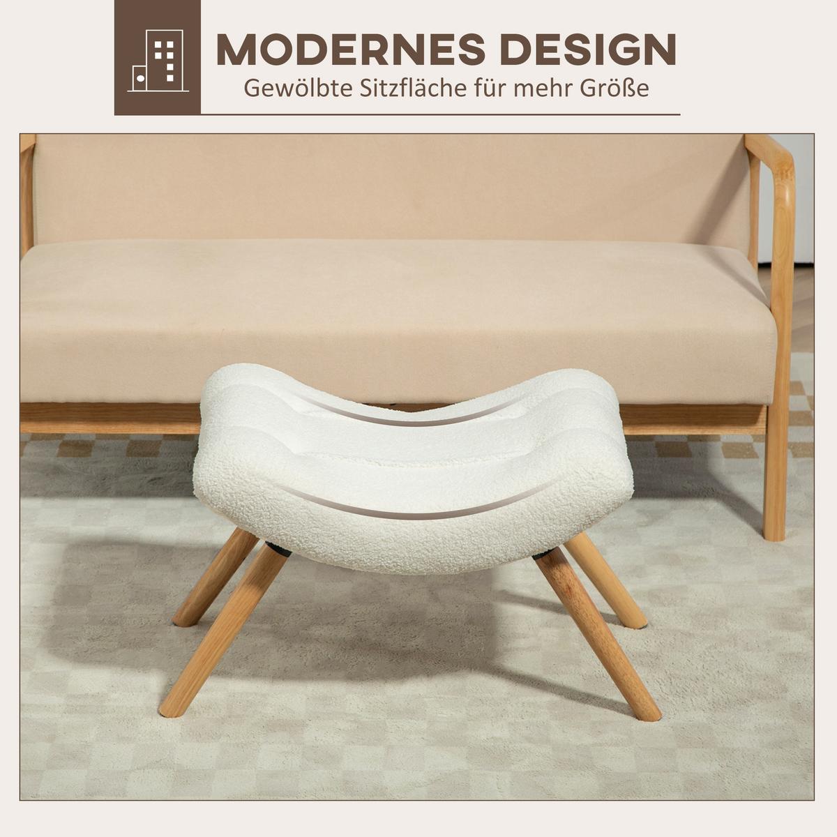 SITZHOCKER, Fußhocker, Polsterhocker, Fußstütze bis 120 kg belastbar Cremeweiß - Weiß, Kunststoff (45/38/67cm) - HOMCOM