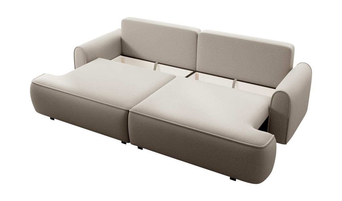 BETTSOFA MARE Beige Plüsch-Stoff mit Schlaffunktion - Beige, Textil (102/85/250cm) - MASSENO