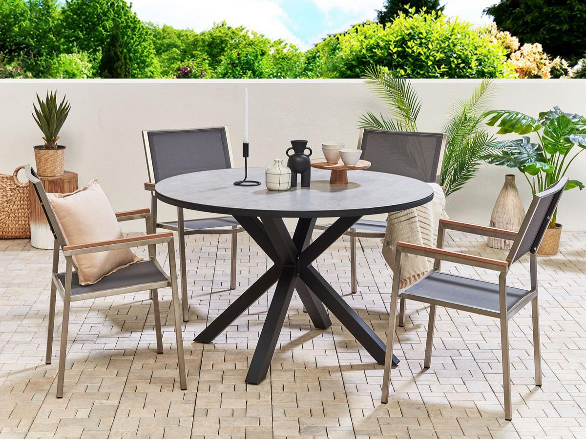 GARTENTISCH Grau Maletto - Grau, Glas (120/120/75.5cm) - Beliani