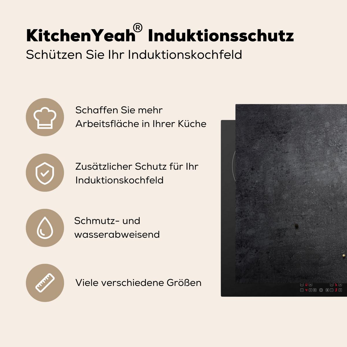 HERDABDECKPLATTE Limette - Kräuter - Gewürze - Grün - Grau - Beton Ceranfeldabdeckung 85x52 cm - Grün, Kunststoff (85/52/0.2cm) - MuchoWow