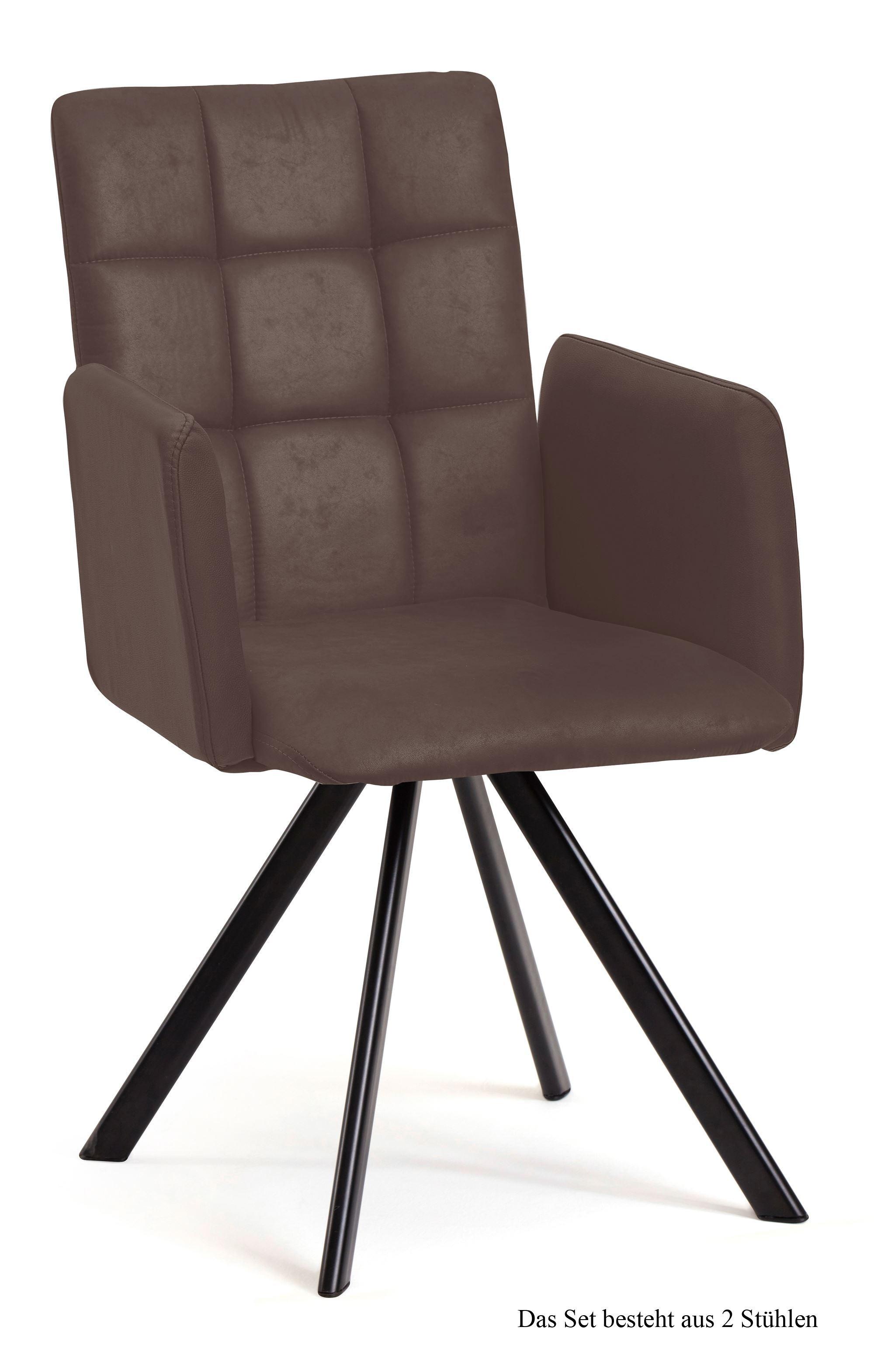 ARMLEHNSTUHL drehbar (2er-Set) Despo 52x91x60 Schwarz/Braun - Schwarz/Braun, Kunststoff (60/91/52cm) - 58aufmkessel