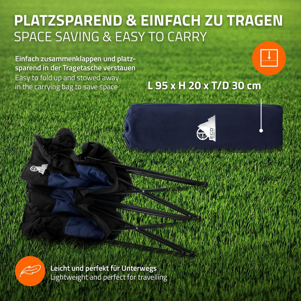 CAMPINGSTUHL 2-Sitzer Blau faltbar mit Stahlgestell 54,5x145,92 cm - Blau, Textil (145/92/54.5cm) - ECD-Germany