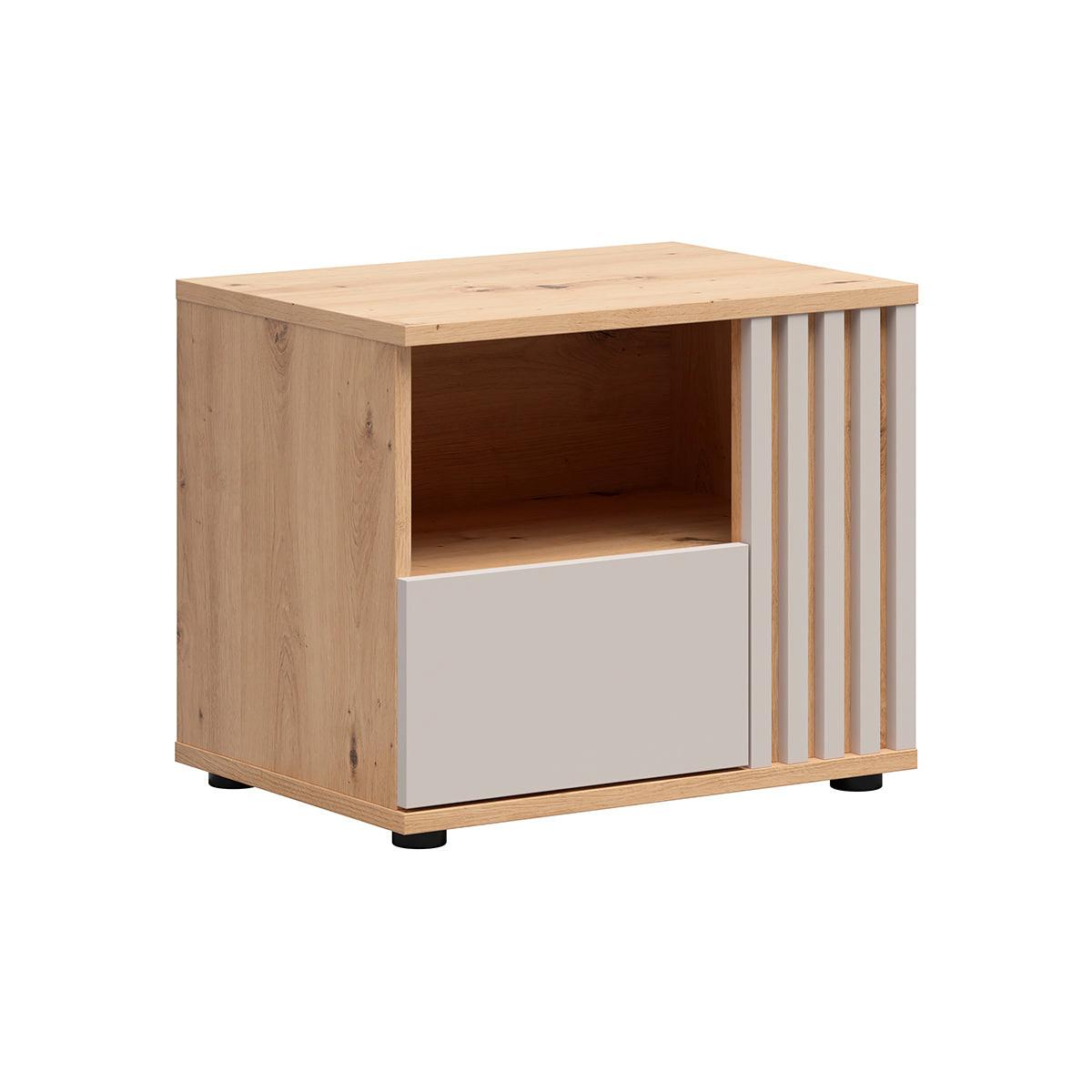NACHTTISCH Ezra Kaschmir und Holz - Beige, Holzwerkstoff (55/46.5/40cm) - Petits-meubles