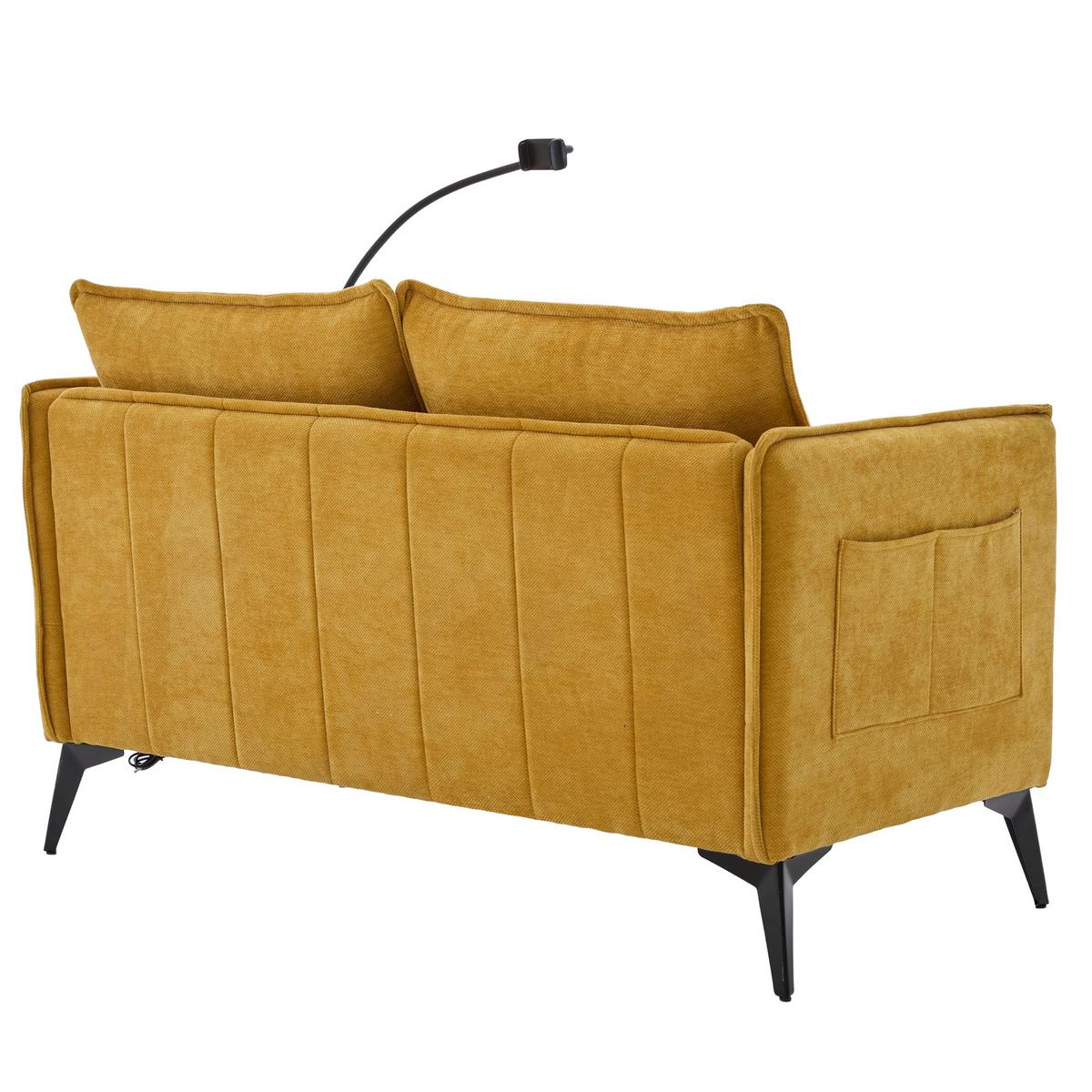 SOFA 2-SITZER in Gelb aus weichem Chenille - Gelb, Textil (127/66/69cm) - Urban Meuble