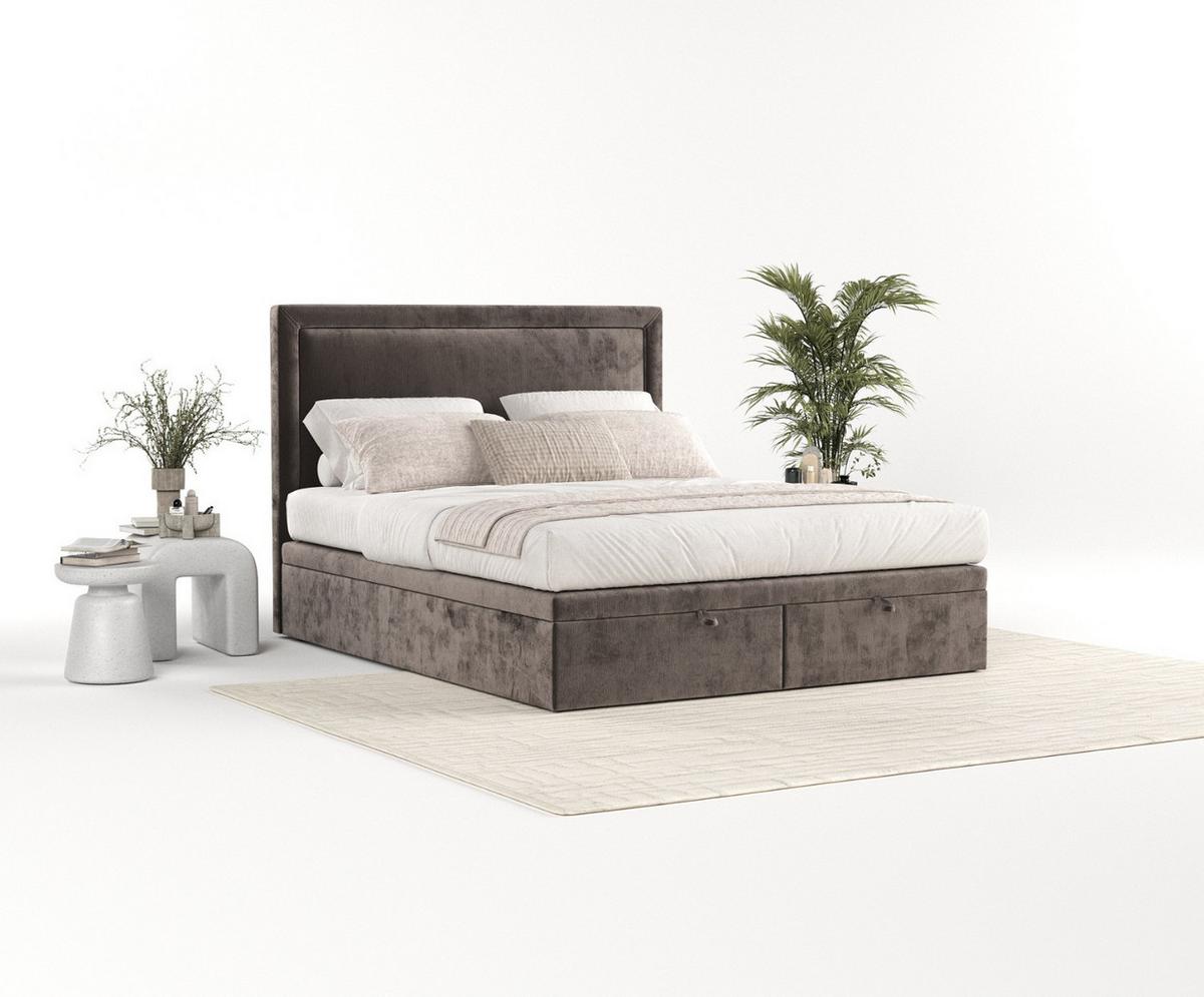 POLSTERBETT Salma mit Stauraum 140/200 cm Braun im Lotta Stoff - Schwarz/Braun, Holz/Holzwerkstoff (140/200cm) - AltaBeds