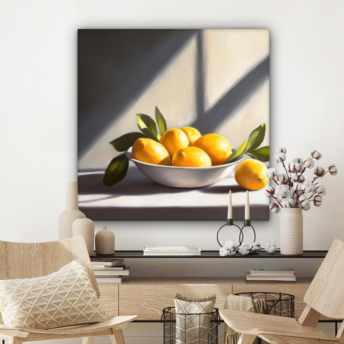 LEINWANDBILD Zitronen - Stilleben - Gelb Deko Groß 90x90 cm - Gelb, Textil (90/90cm) - MuchoWow