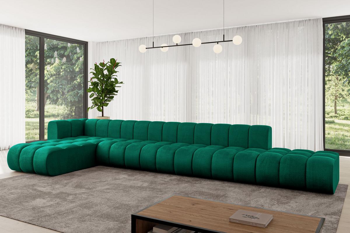 ECKSOFA modulares Sofa Zuvon-L3 - 478x177x70 cm Grün - Dunkelgrün, Holzwerkstoff/Textil (478/177cm) - ALTDECOR