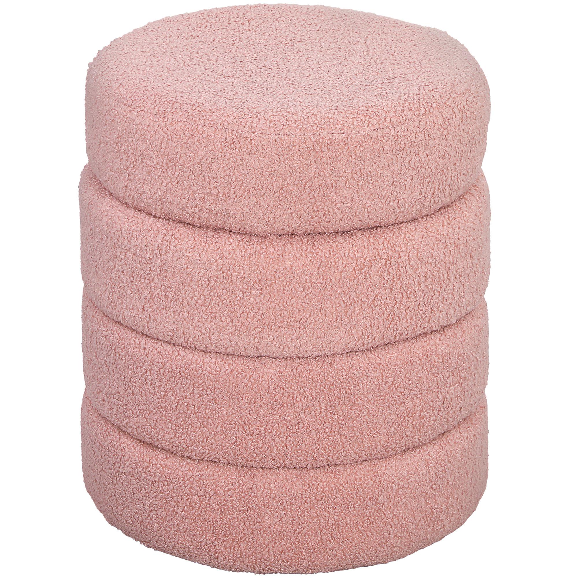 SITZHOCKER, Fußhocker, Runder Polsterhocker, Fußstütze mit Sitzkissen - Rosa/Naturfarben, Holz/Textil (40/45/40cm) - HOMCOM