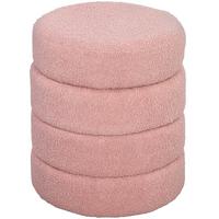 SITZHOCKER, Fußhocker, Runder Polsterhocker, Fußstütze mit Sitzkissen - Rosa/Naturfarben, Holz/Textil (40/45/40cm) - HOMCOM