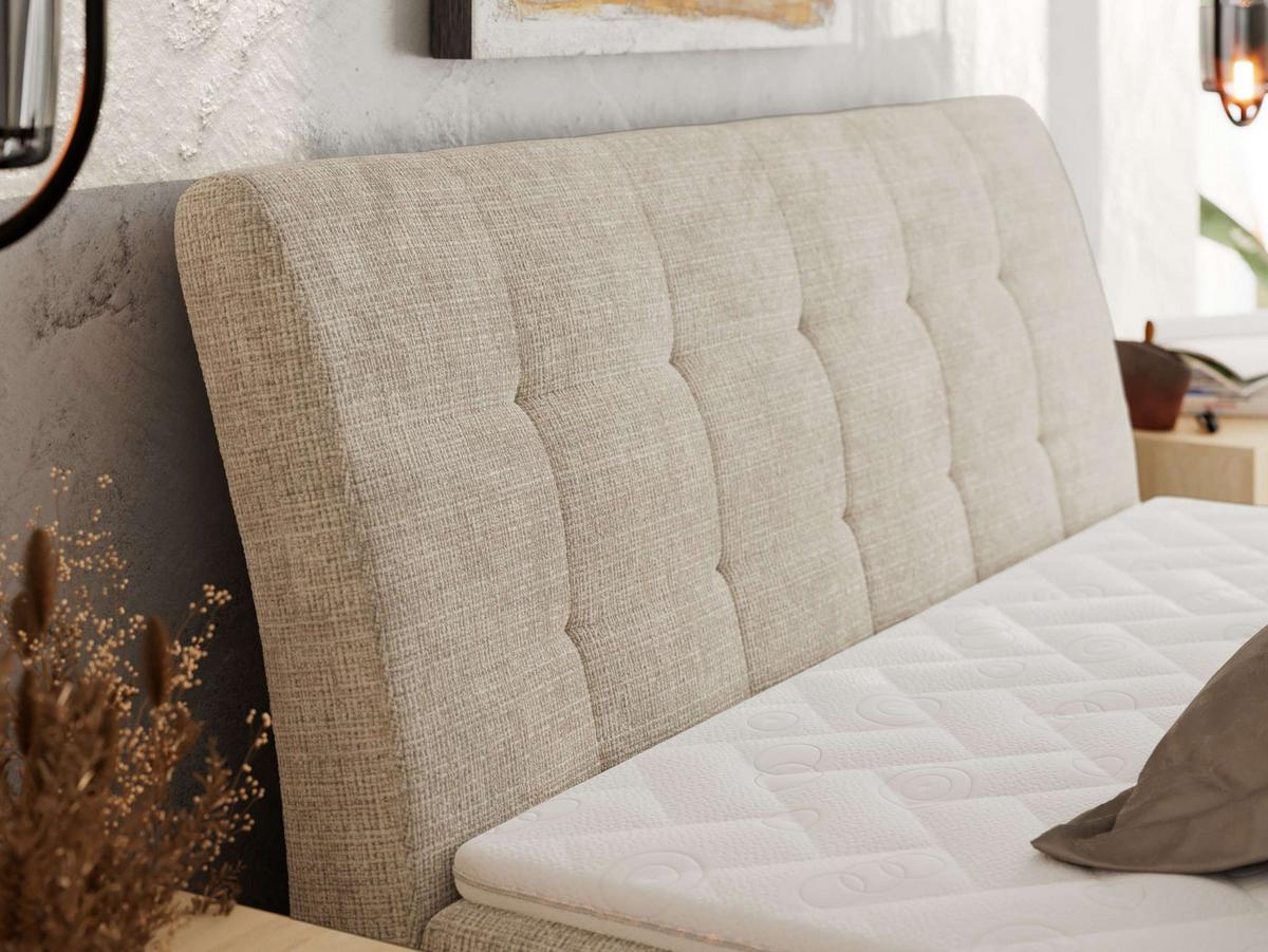 BOXBETT DAGOS 180/200 - Beige Schenille grob gewebt - H4 - Topper T25 - Beige, Textil (180/200cm) - MKS