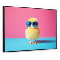 LEINWAND Bilder mit Rahmen - Chick - Sonnenbrille - Blau - 70x50 - Pink, Textil (70/50cm) - MuchoWow