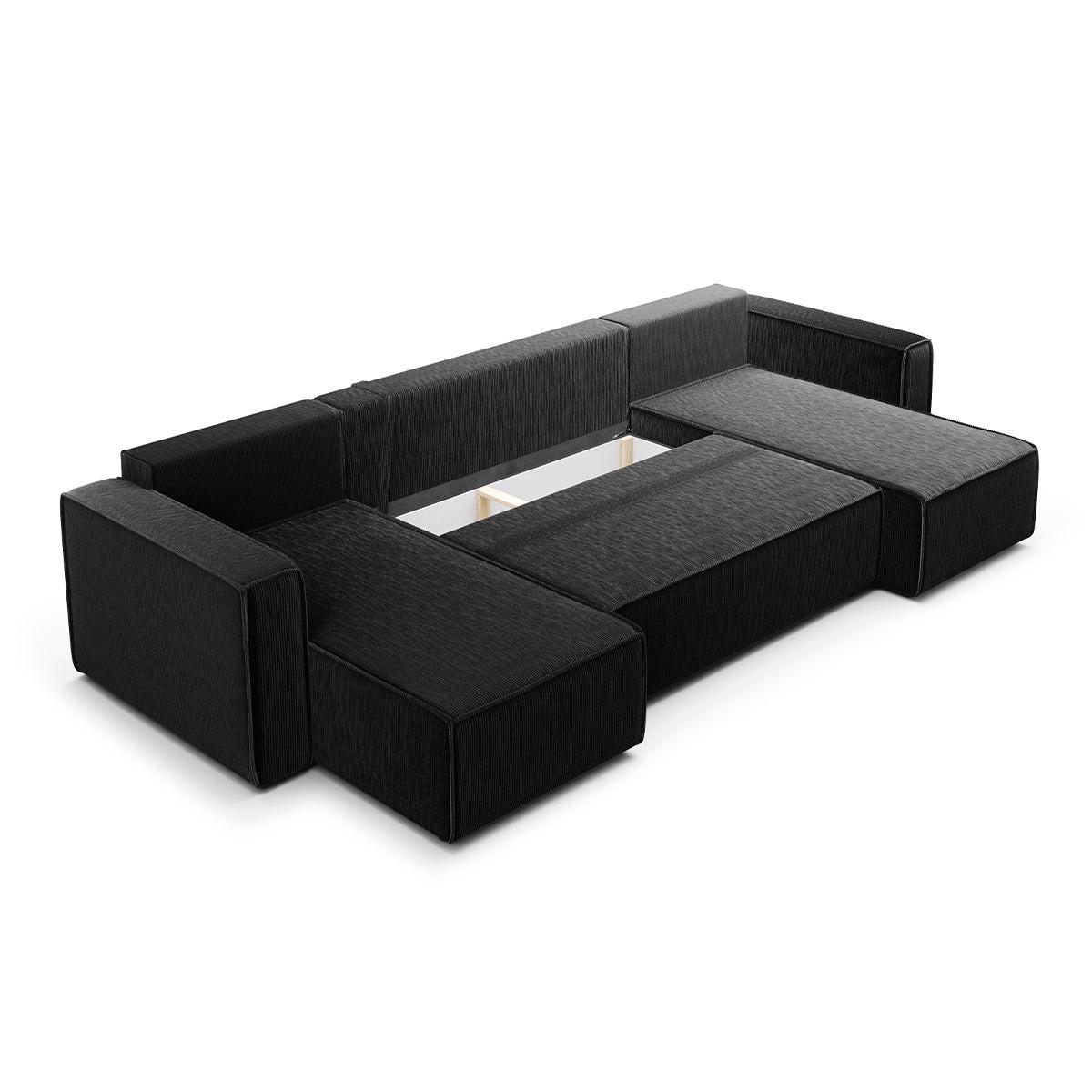 PANORAMASOFA Ezekiel 5 Sitzplätze Schwarz - Schwarz, Holz (309/73/145cm) - Petits-meubles