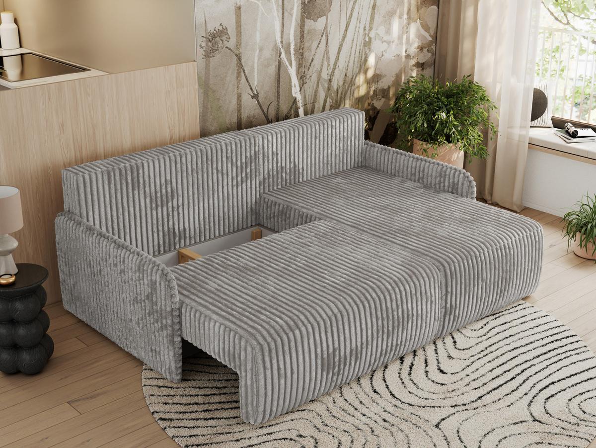 ECKSCHLAFSOFA ARPA L Grau Cord - rechts - Schwarz/Grau, Kunststoff/Textil (150/198cm) - MKS