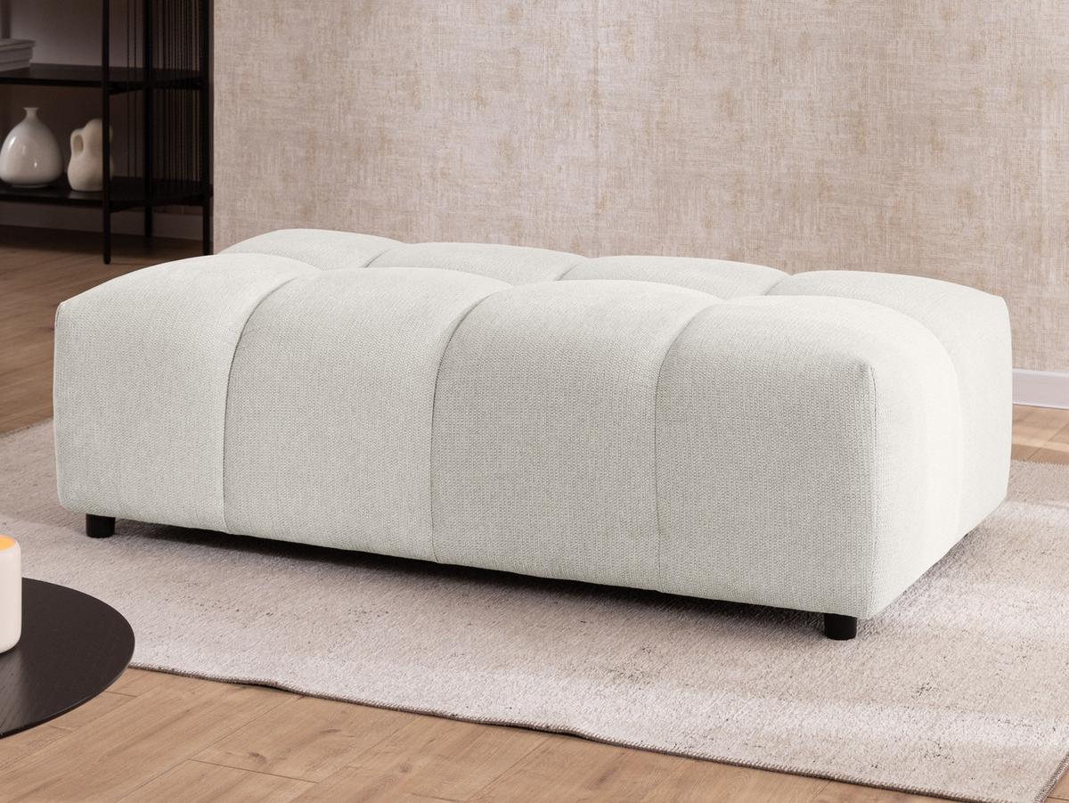 HOCKER Bubble mit Sitzfläche in Bubble-Optik aus weichem Creme Strukturstoff mit schöner Sitzkomfort - Creme/Schwarz, Holz/Kunststoff (147/42/74cm) - S-Style Möbel